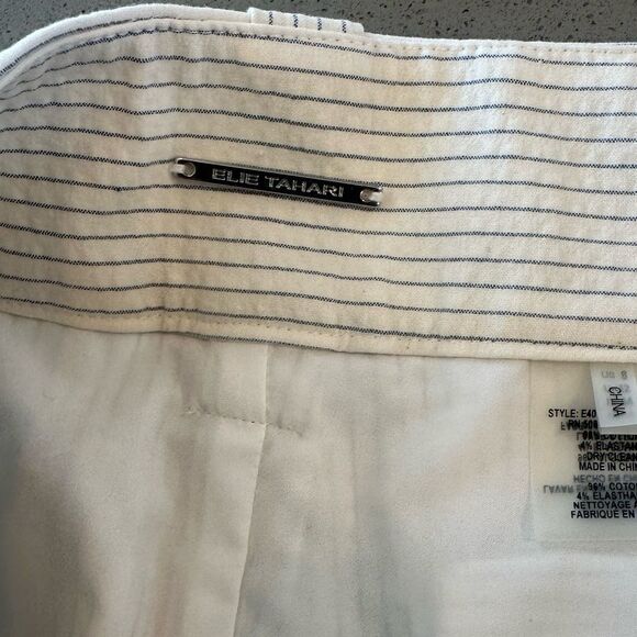 Elie Tahari White & Blue Striped Capri Women's Pants size 8 - Picture 13 of 13